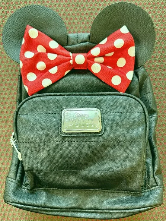 Disney Minnie Mouse Mini Backpack Black Quilted Ears Bow NWT - Picture 2 of 14